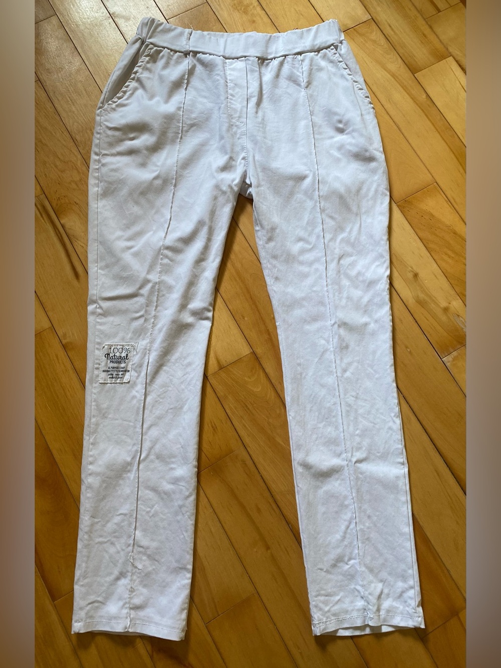 Women's stretch Straight-Leg Drawstring Pants in white